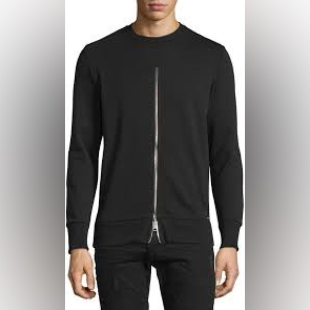 Diesel Logo Zip Front Pullover Sweatshirt Black Men's Size L